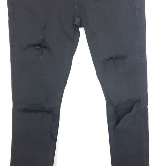 American Eagle Jeans Womens 6 Long High Rise Jeggings Ripped Distressed Black - Picture 3 of 11